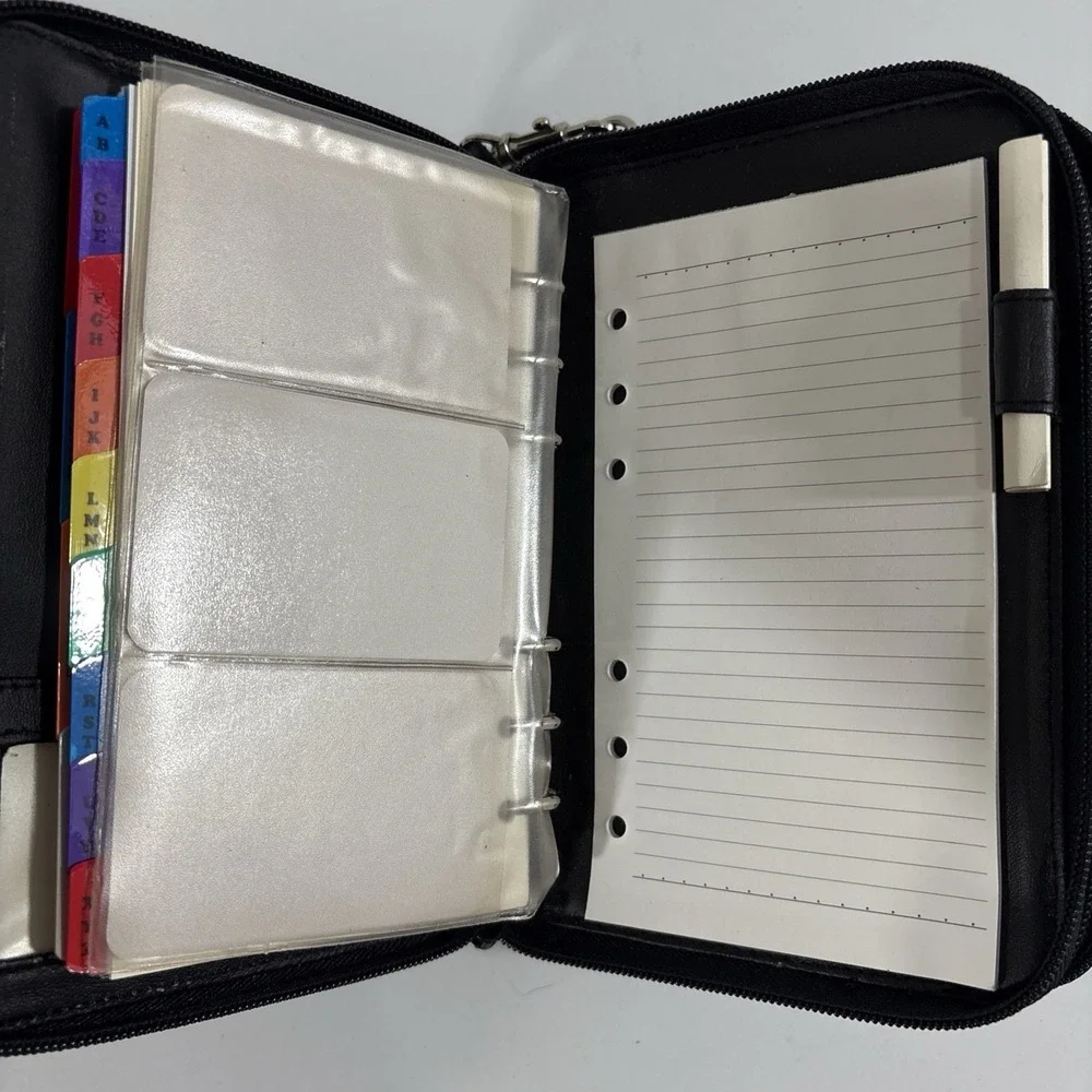 VTG Y2K Rosetti Black Leather Double Zip 6-Ring Planner Wallet Small Phone Pouch